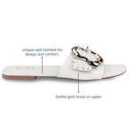 Linea Buckle White Flats