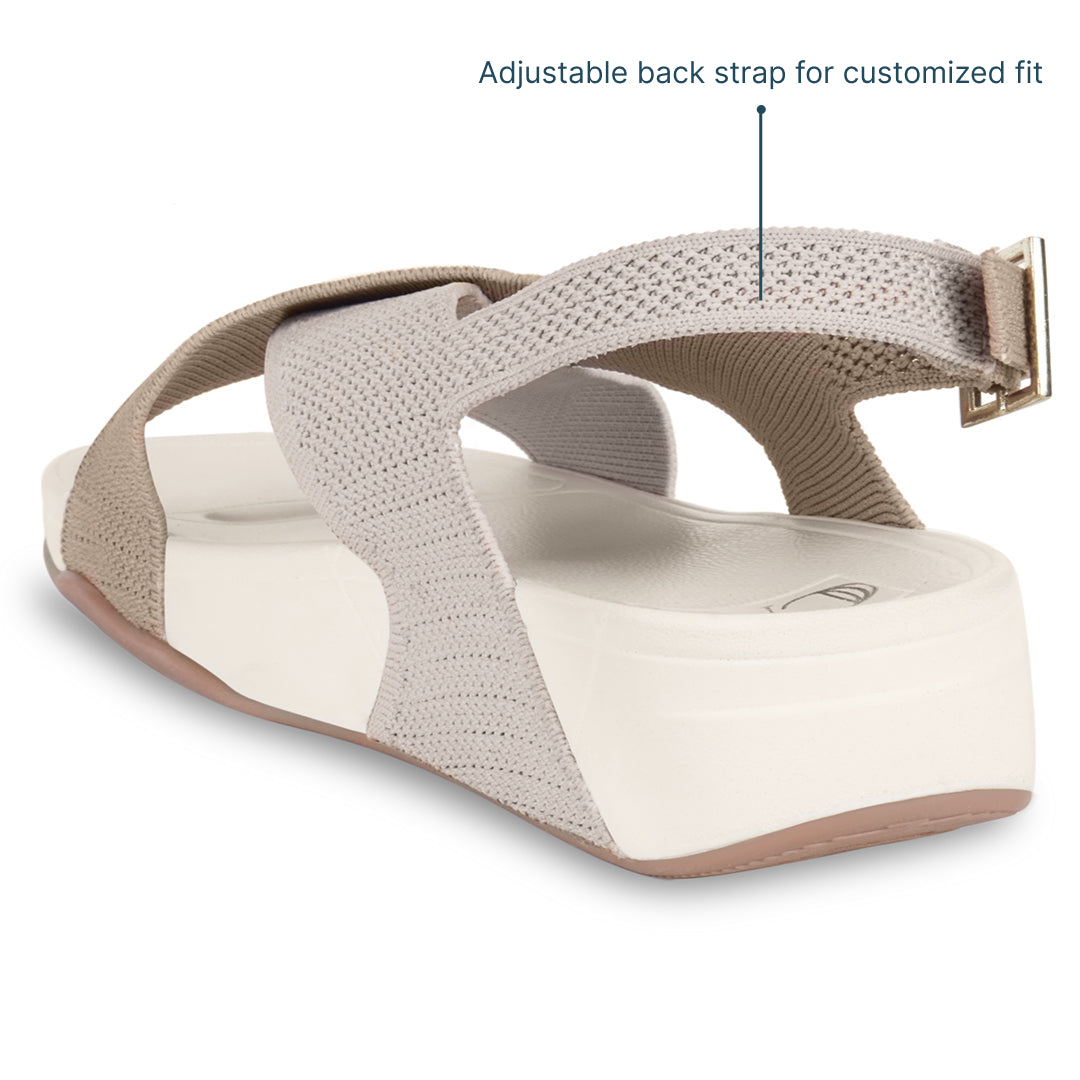 Knitted CrossStrap Cream Platform