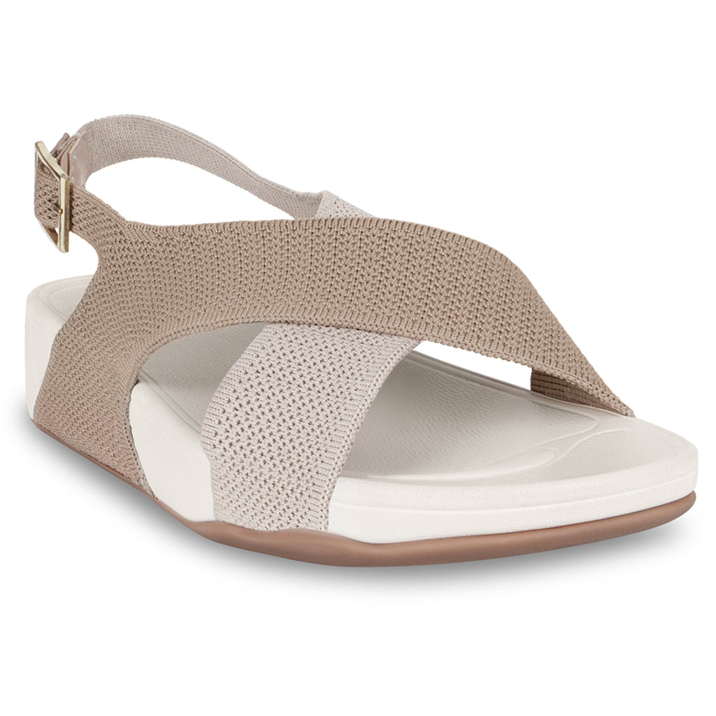 Knitted CrossStrap Cream Platform