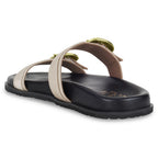 Twin Buckle Gold Slides