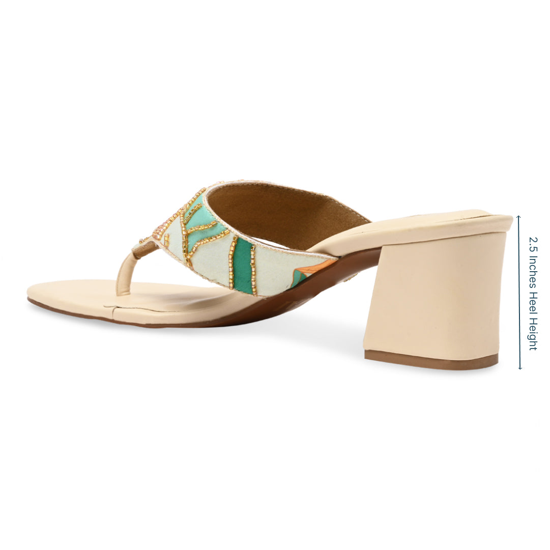 Beaded Bloom Thong Heel