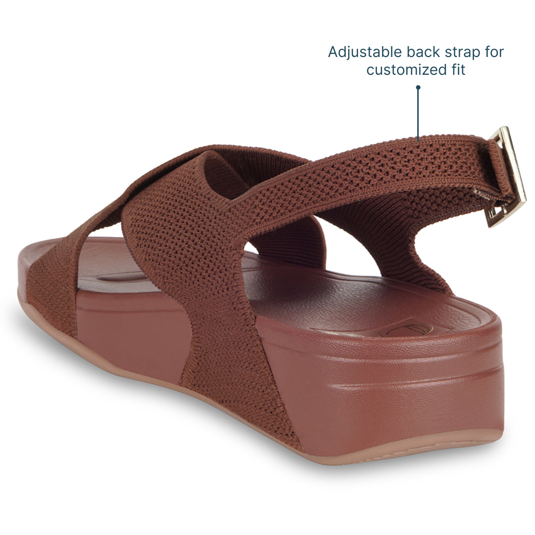 Knitted CrossStrap Tan Platform