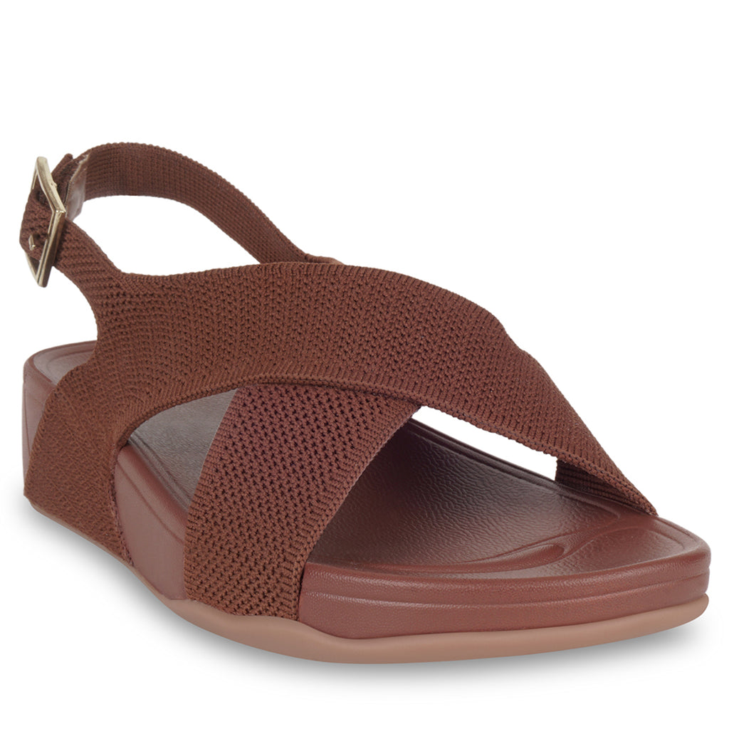 Knitted CrossStrap Tan Platform