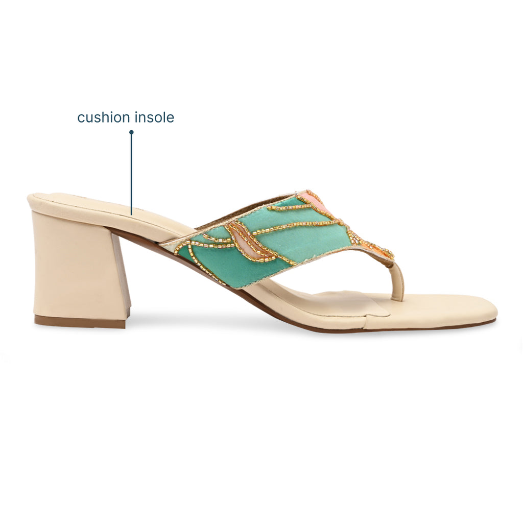 Beaded Bloom Thong Heel