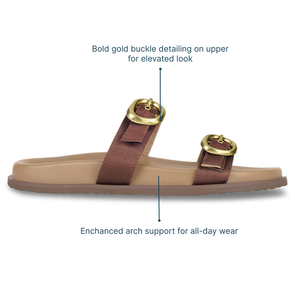 Twin Buckle Brown Slides