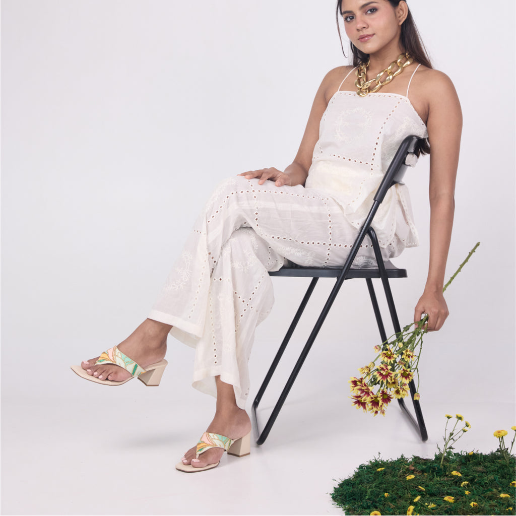 Beaded Bloom Thong Heel
