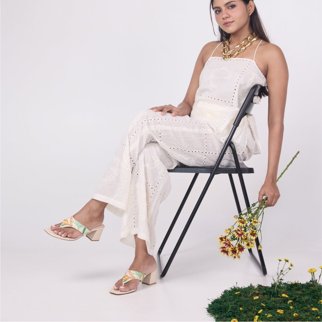 Beaded Bloom Thong Heel