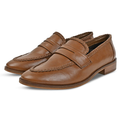 Braided Patina Loafer- Tan