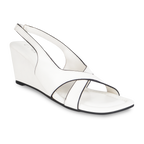 Criss Cross White Sandal Wedge