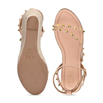 Peach Studded Wedges