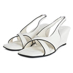 Criss Cross White Sandal Wedge
