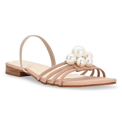 Pearl Strapped Pink Flats