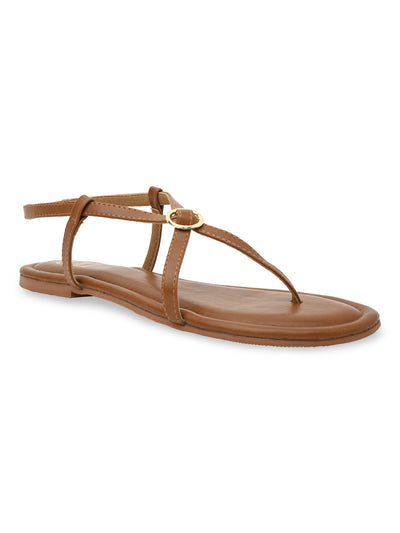 Buckled Tan Strap Flats