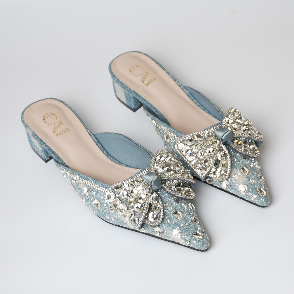 Sparkly Blue Mule Heels The CAI Store