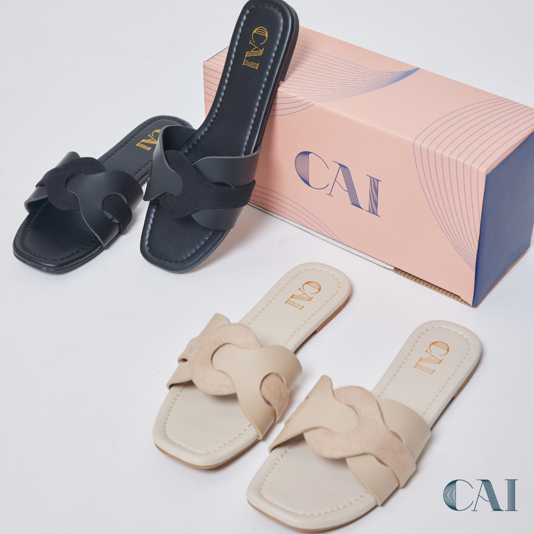 Buy Two Tone Interlocked Beige Flats for Women The Cai Store