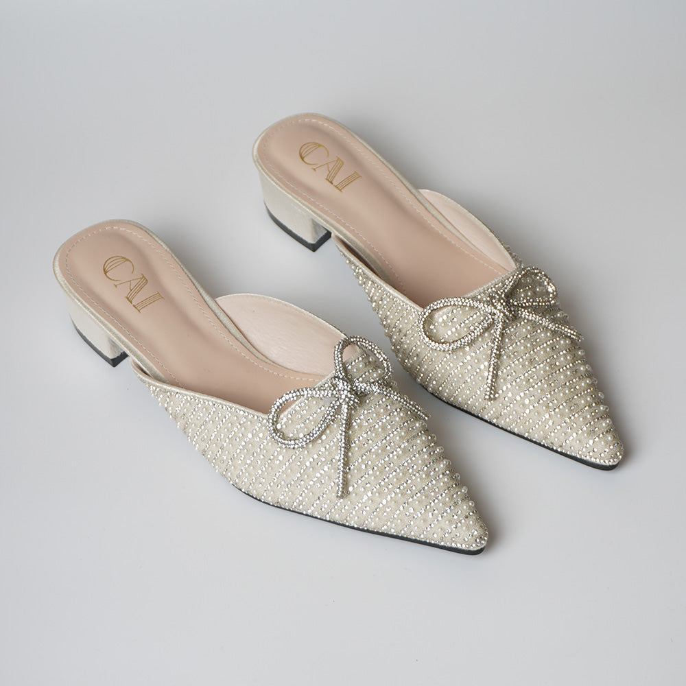 Pearly White Mule Heels