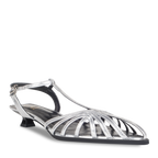 Webbed Silver Slingback Heels