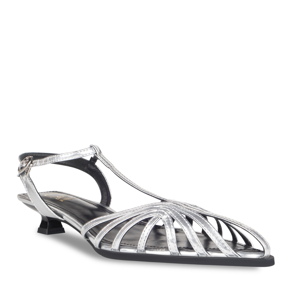 Webbed Silver Slingback Heels