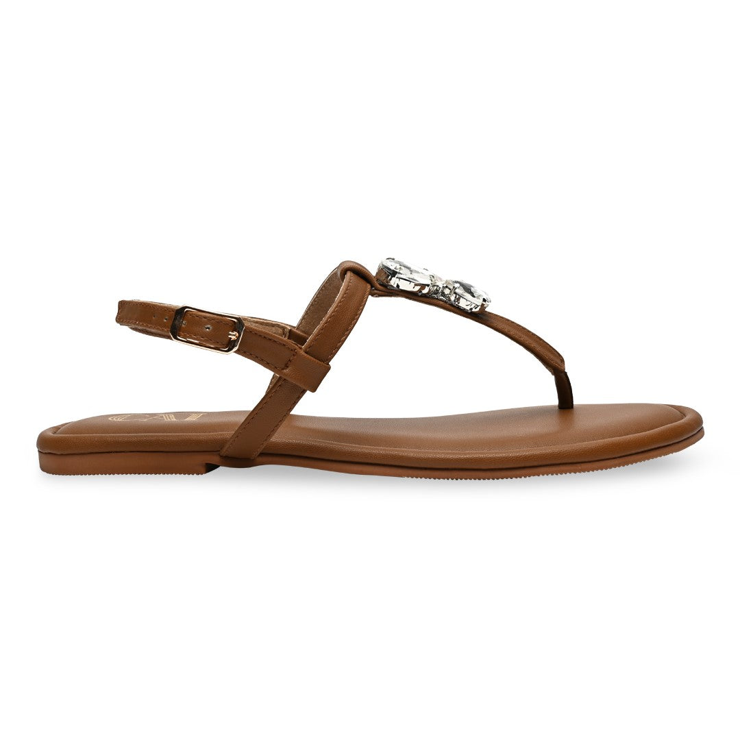 Embellished Tan Thong Flat