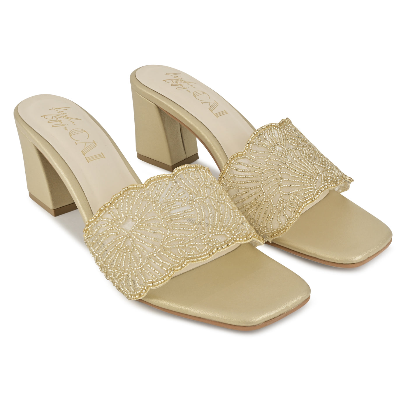 Amazon.com: Women's High Heel Sandals 7cm Chunky Heels Beaded Pumps Bridal  Shoes Women's Flower Sandals,Yellow,43 : Everything Else