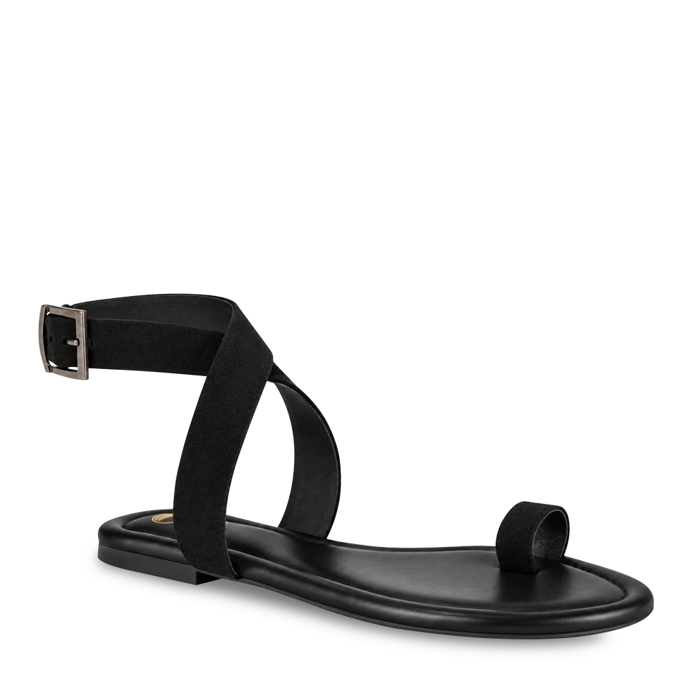 Black Toe Loop Sandals
