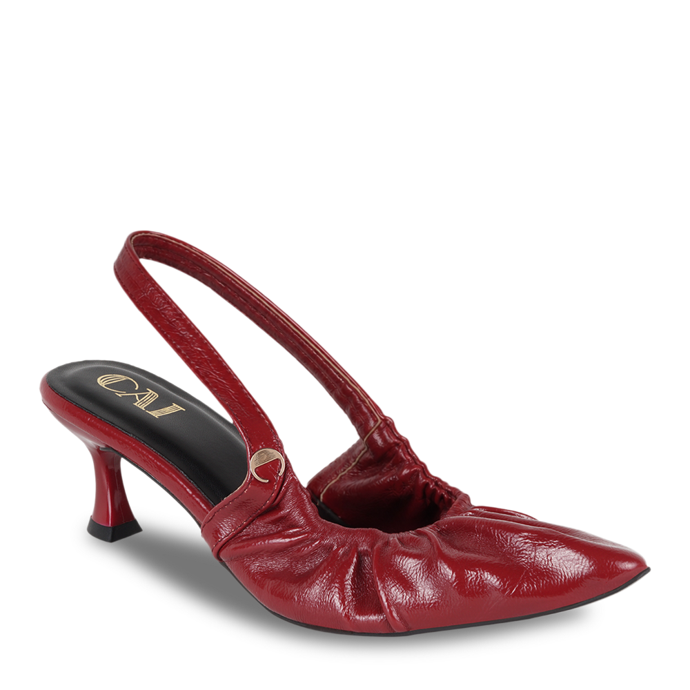 Ruche Red Sling Heel