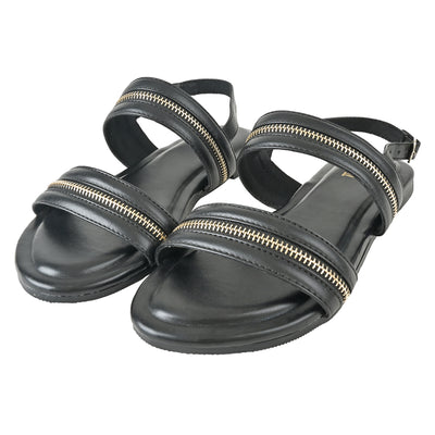 Zipped in Black Sandals