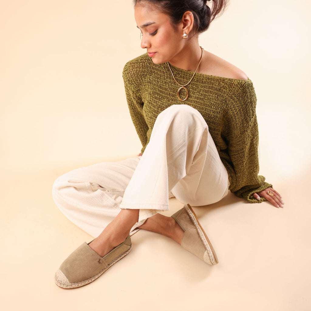 Olive Green Suede Espadrille
