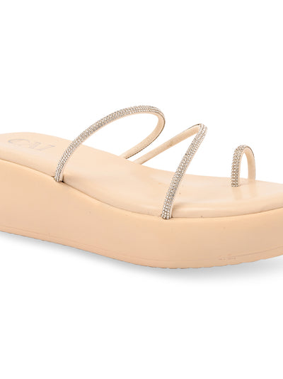 Diamond Toe Cream Platform