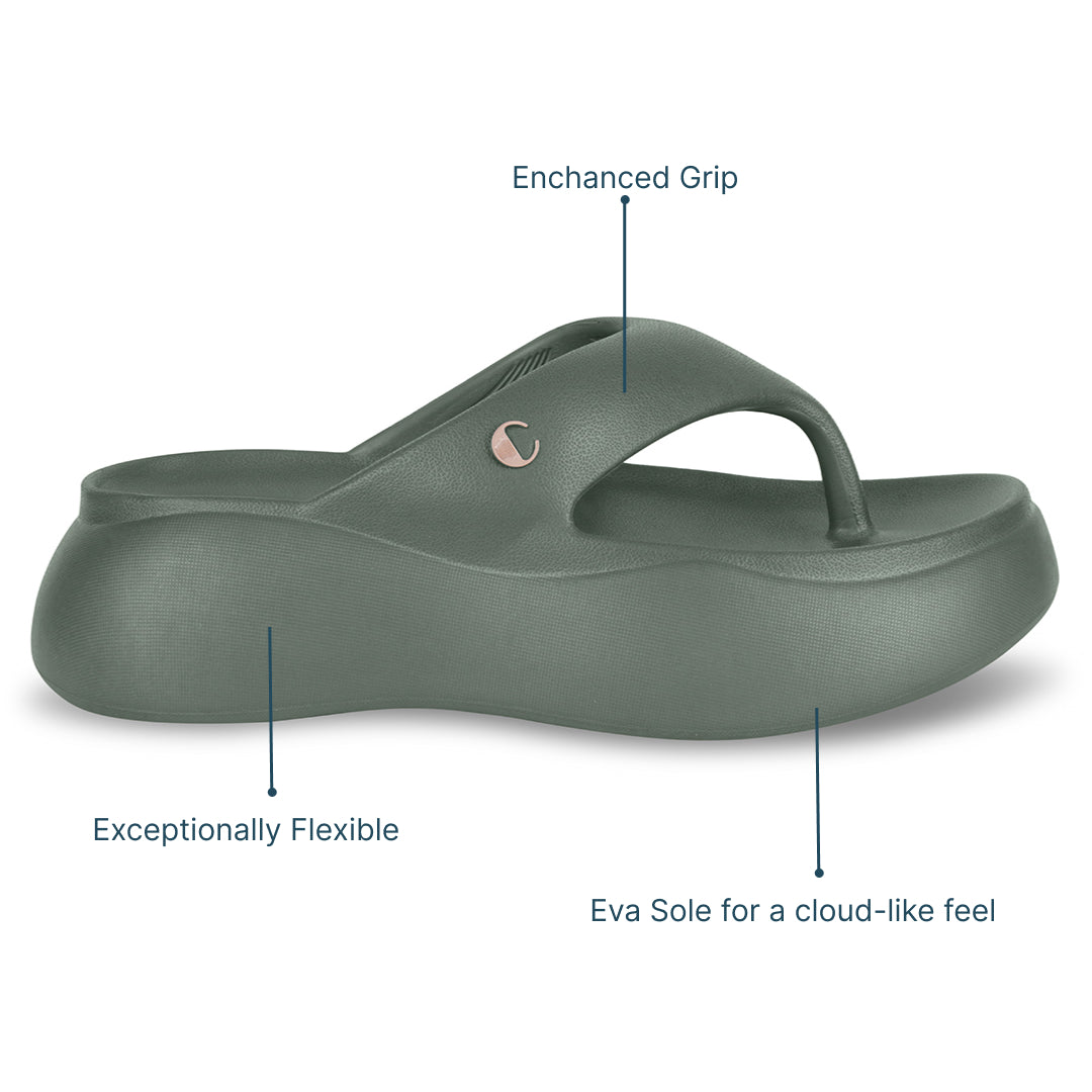 Olive Green Thong Slides