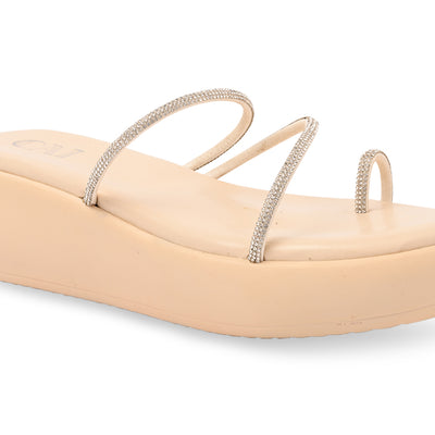 Diamond Toe Cream Platform