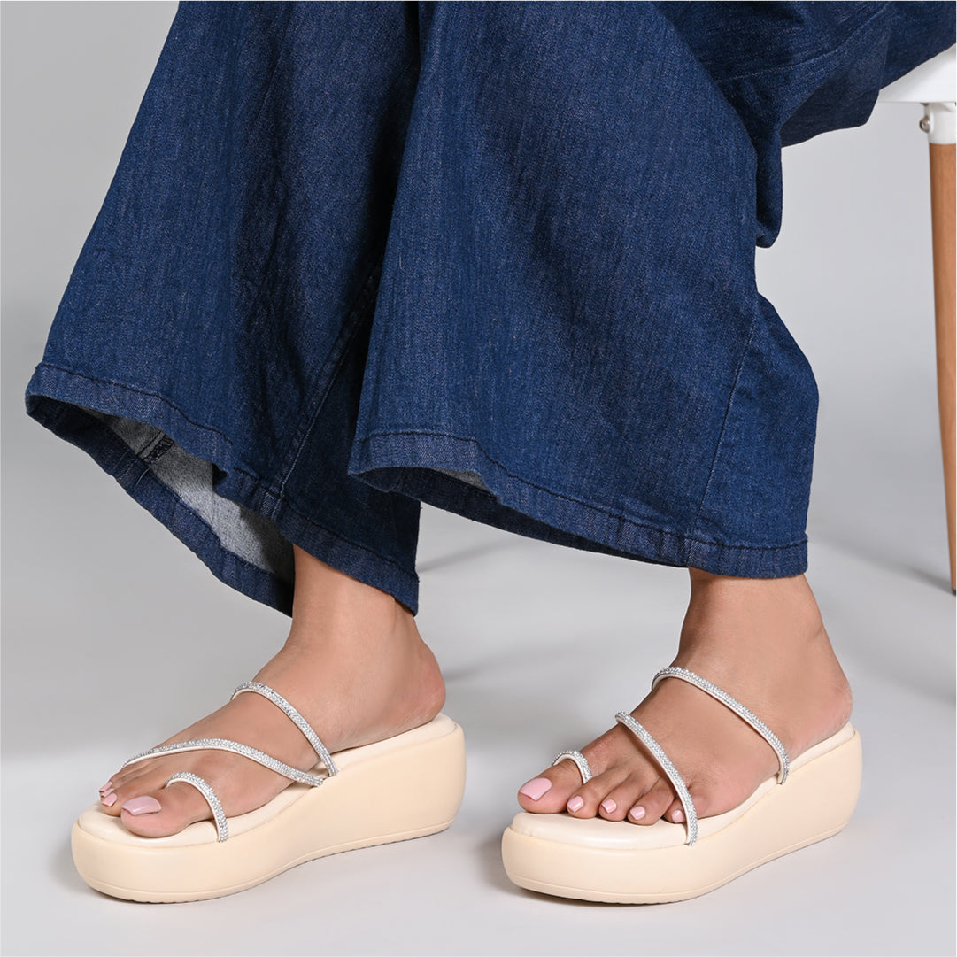 Diamond Toe Cream Platform