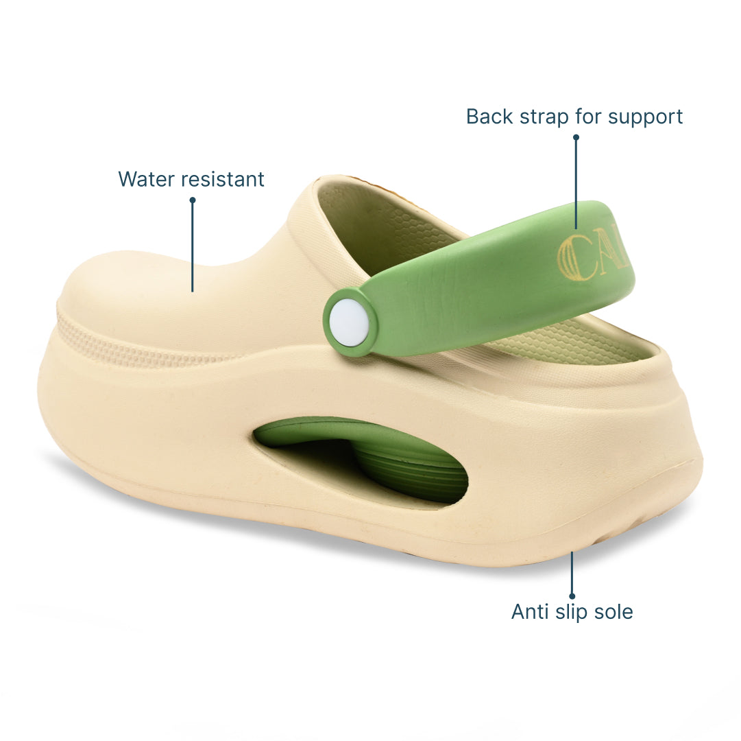 Cream and Green Cloud Clog