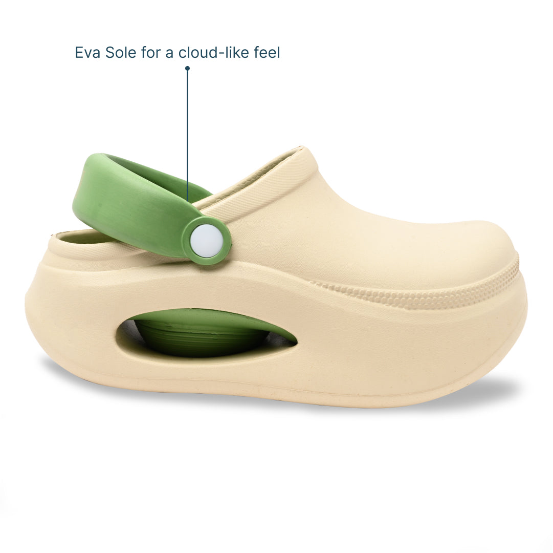 Cream and Green Cloud Clog