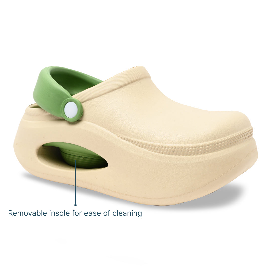 Cream and Green Cloud Clog