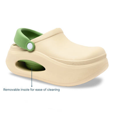 Cream and Green Cloud Clog