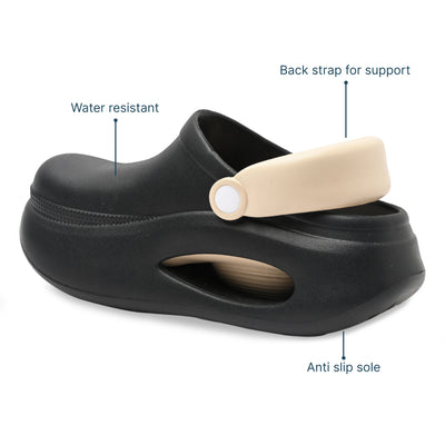 Black and Beige Cloud Clog