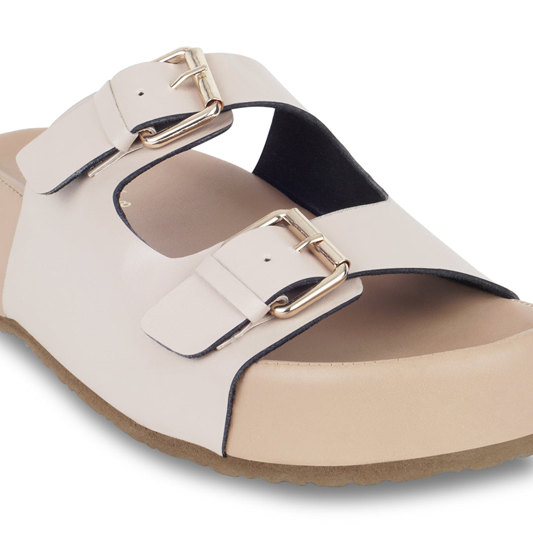 Beige Strapped Platform