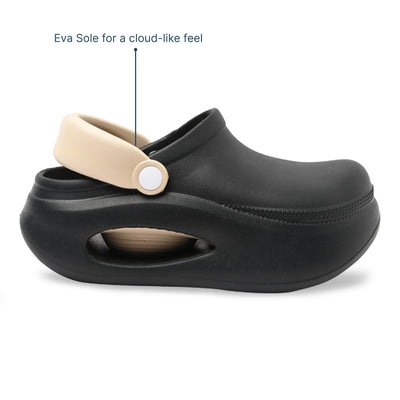 Black and Beige Cloud Clog