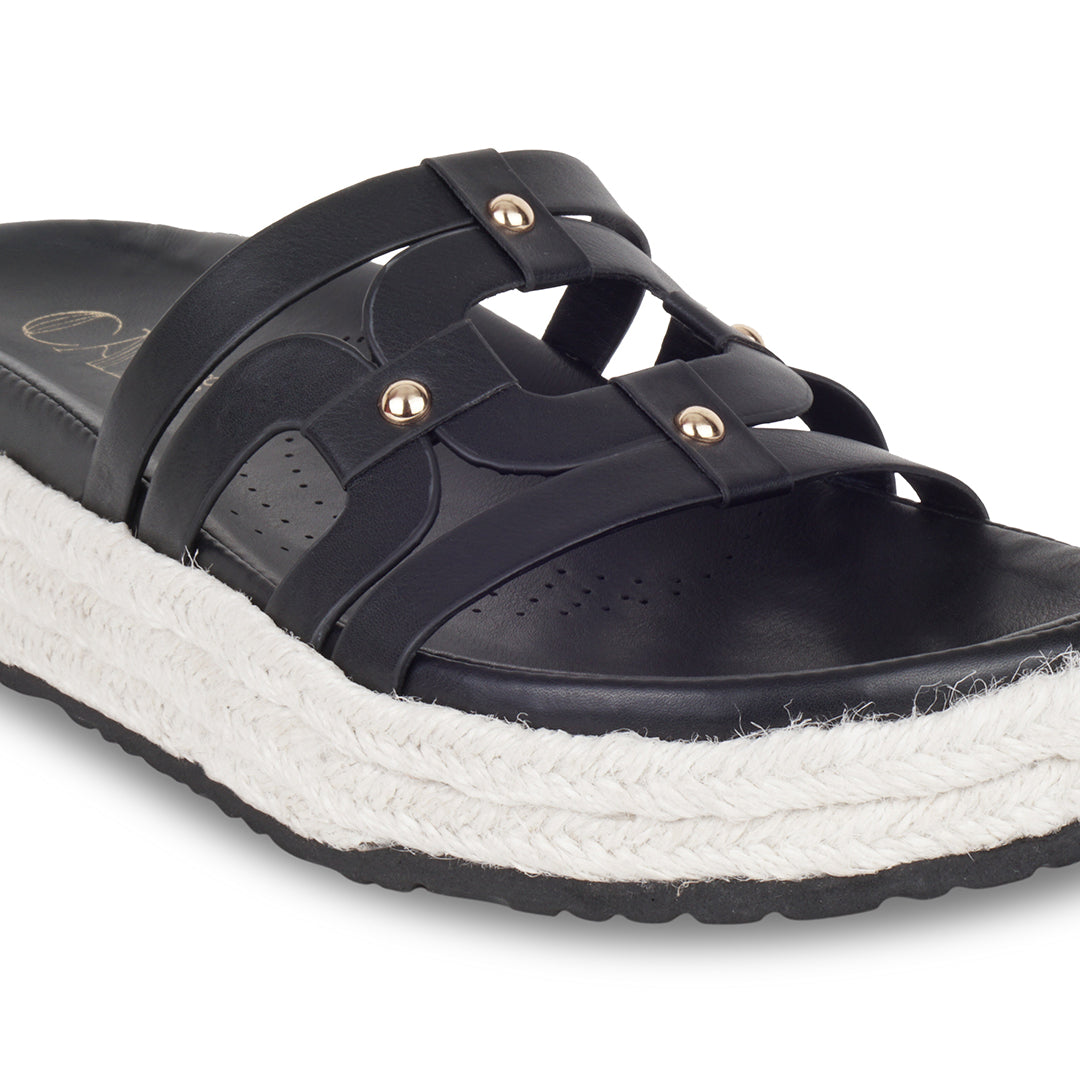 Geometric Jute Black Platforms