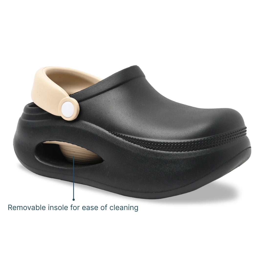 Black and Beige Cloud Clog