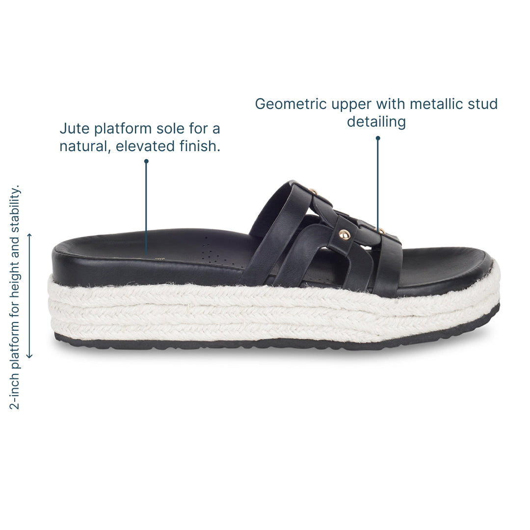 Geometric Jute Black Platforms