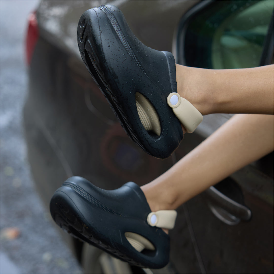 Black and Beige Cloud Clog