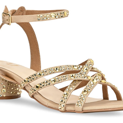 Strappy gold crystal heel