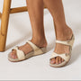 Cord Twostrapped Beige Platform