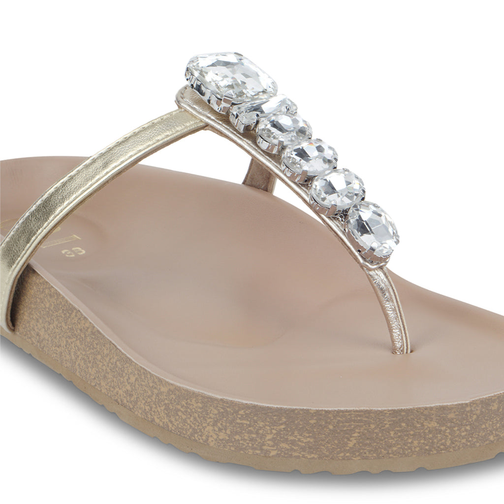 Sparkly Gold Beige Sliders