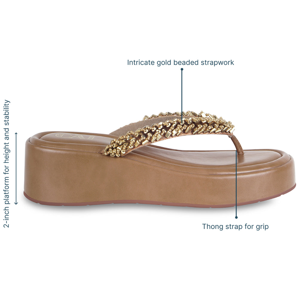 Tress Gold Thong Platform