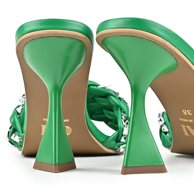 Green Braided Stud heels