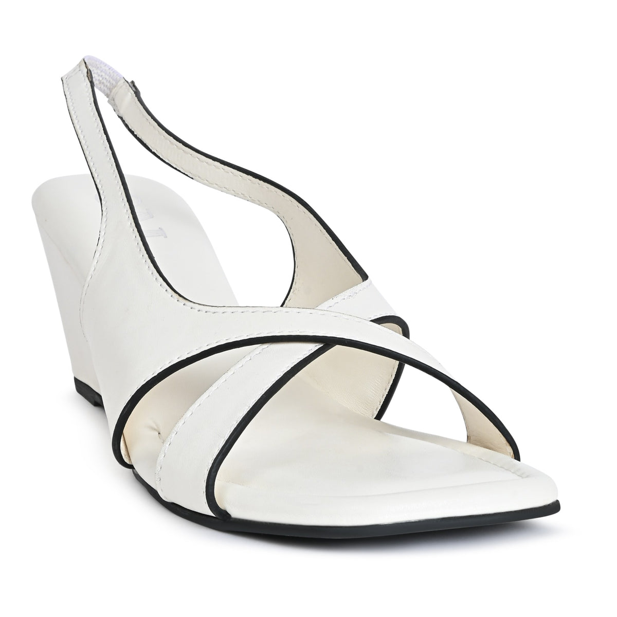 Criss Cross White Sandal Wedge