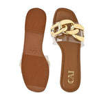 Gold Chained Tan Flats